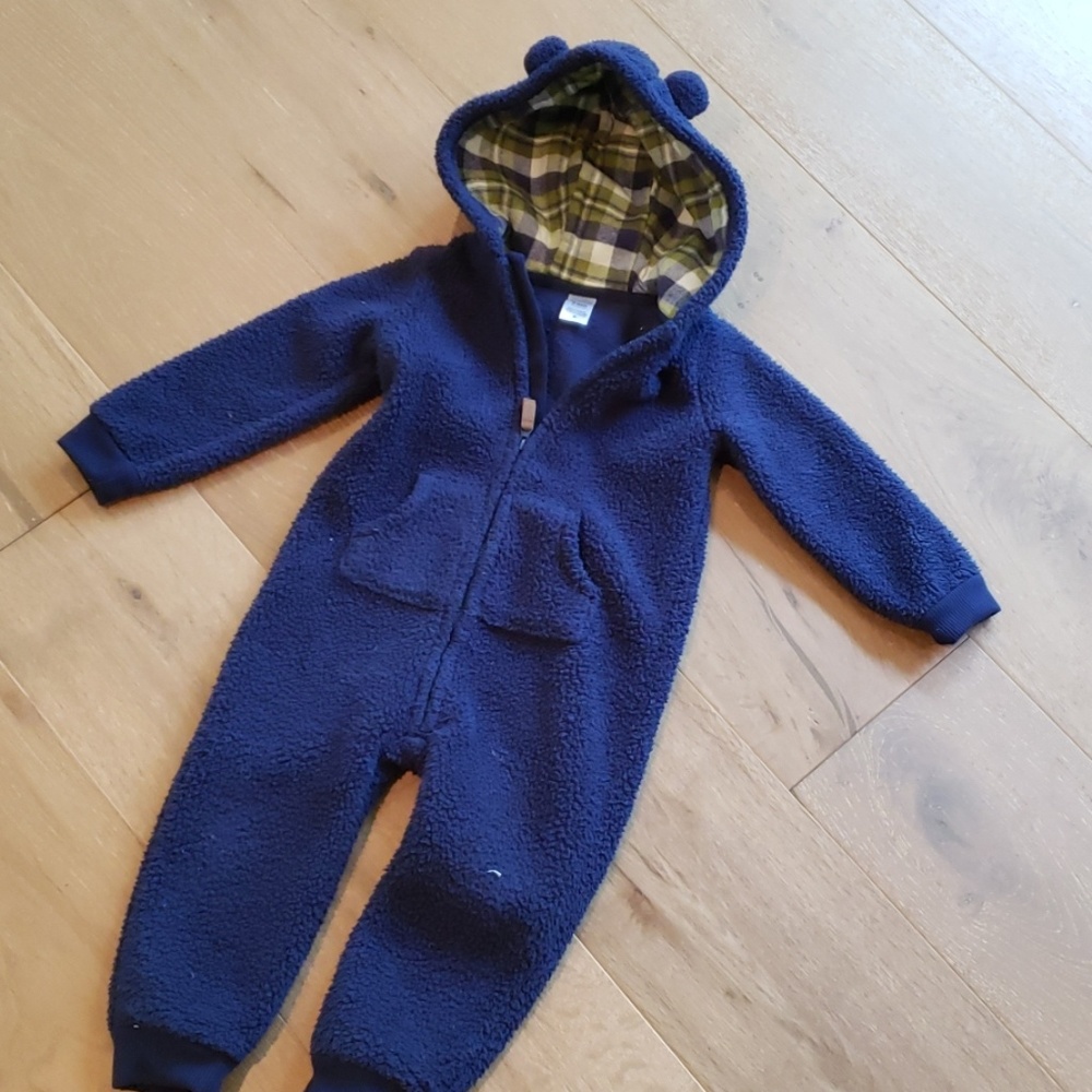 Blue one piece bear hoodie